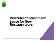 Restaurant Equipment Lease for New Restaurateurs