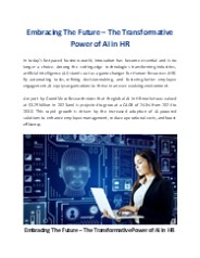 Embracing The Future – The Transformative Power Of AI In HR