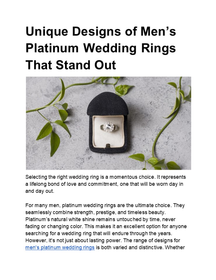 Unique Designs of Men's Platinum Wedding Bands That Stand Out