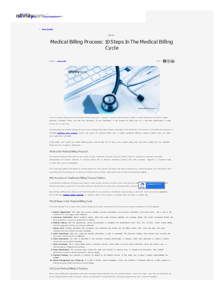 Medical Billing Process: 10 Steps in the Medical Billing Cycle