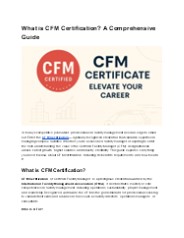 What is CFM Certification?