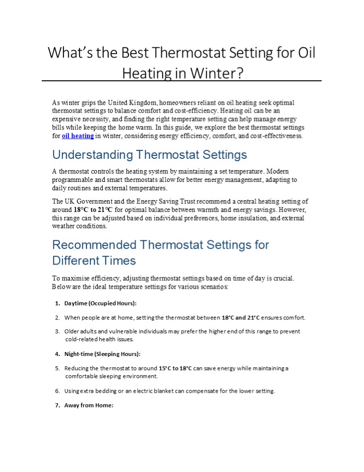 What’s the Best Thermostat Setting for Oil Heating in Winter?