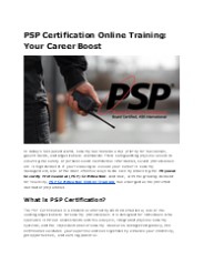 Master Security with PSP Certification Online Training