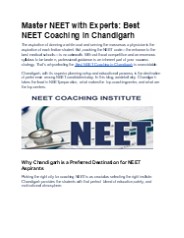 Master NEET with Experts: Best NEET Coaching in Chandigarh