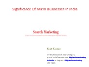 Significance Of Micro Businesses In India