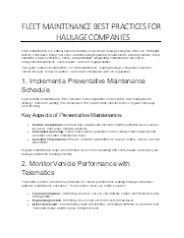 FLEET MAINTENANCE BEST PRACTICES FOR HAULAGE COMPANIES