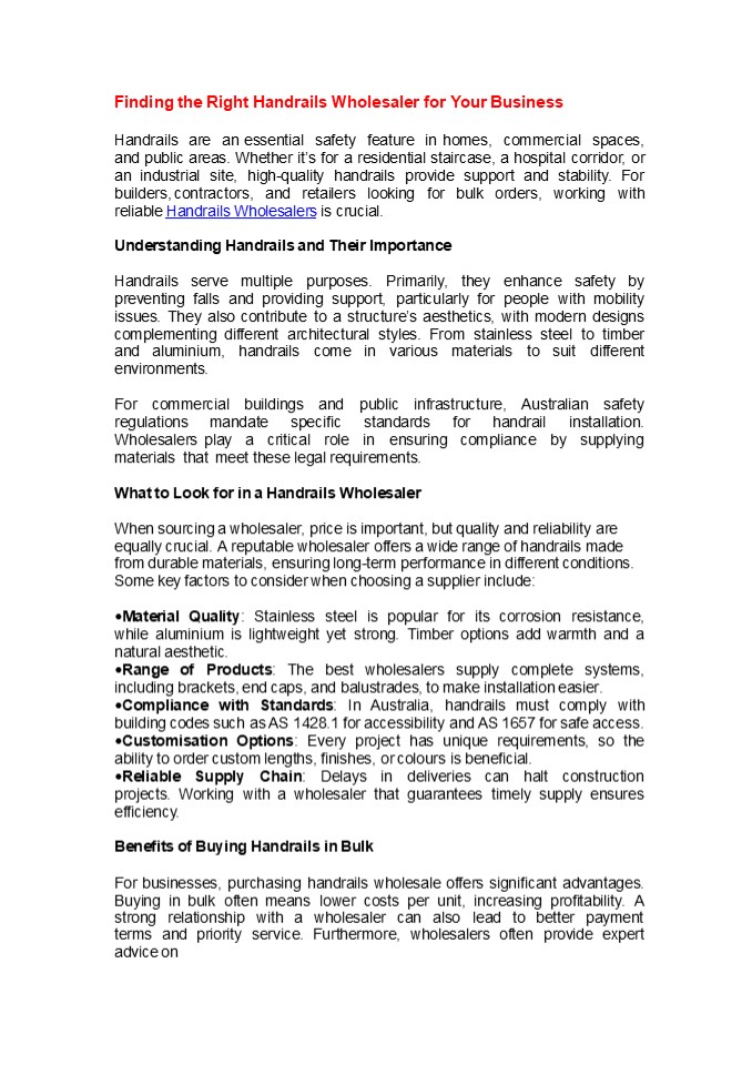 Handrails Wholesalers