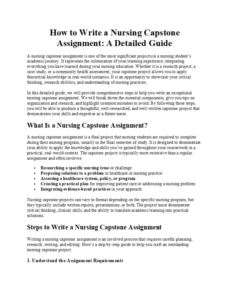 How to Write a Nursing Capstone Assignment: A Detailed Guide