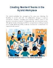 Creating Resilient Teams in the Hybrid Workplace