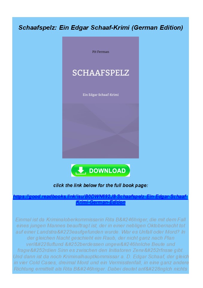 Kindle Schaafspelz: Ein Edgar Schaaf-Krimi (German Edition)