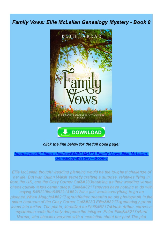 Download Family Vows: Ellie McLellan Genealogy Mystery - Book 8