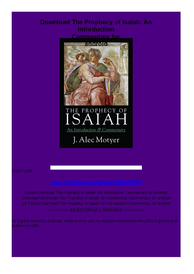 Download The Prophecy of Isaiah: An Introduction Commentary for android