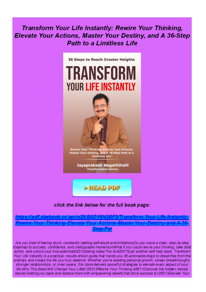 Kindle Transform Your Life Instantly: Rewire Your Thinking, Eleva