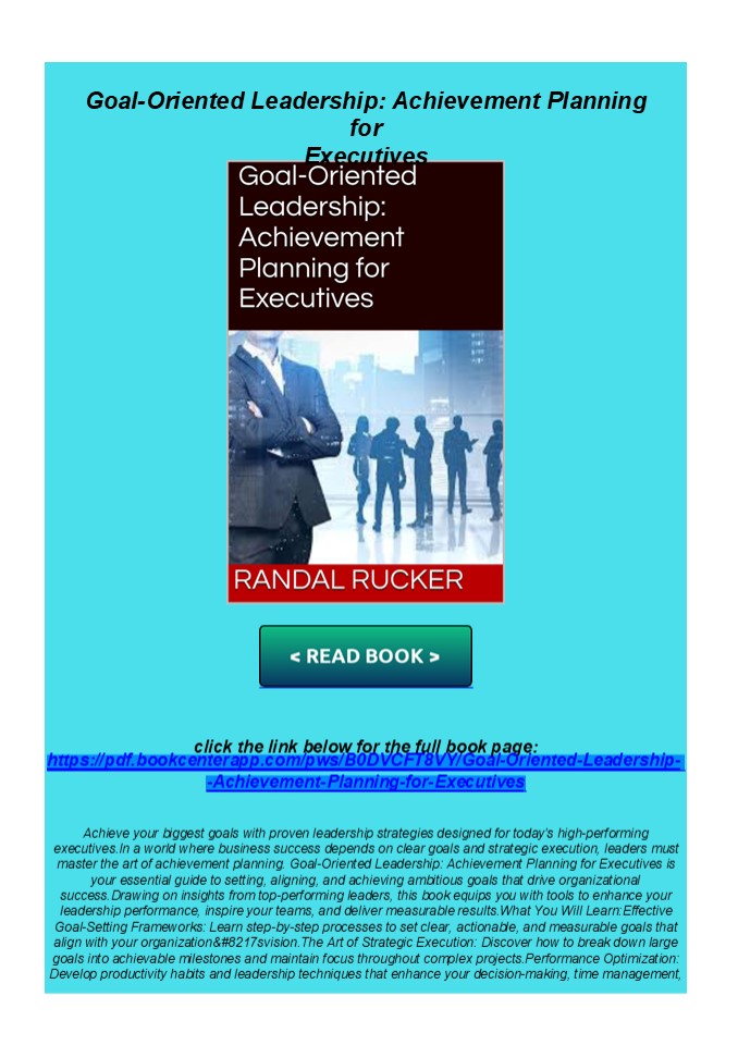 PDF Goal-Oriented Leadership: Achievement Planning for Executives