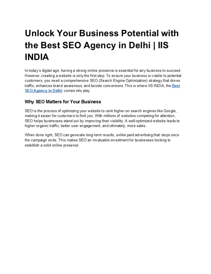 Best Seo Agency In Delhi  | IIS INDIA