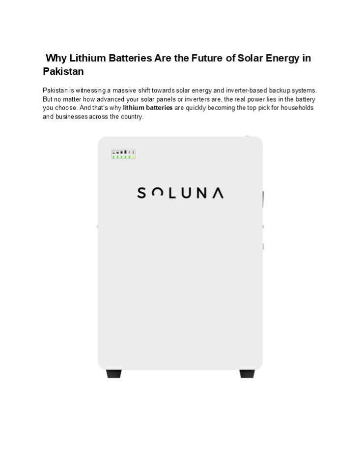 PPT – Why Lithium Batteries Are the Future of Solar Energy in Pakistan ...