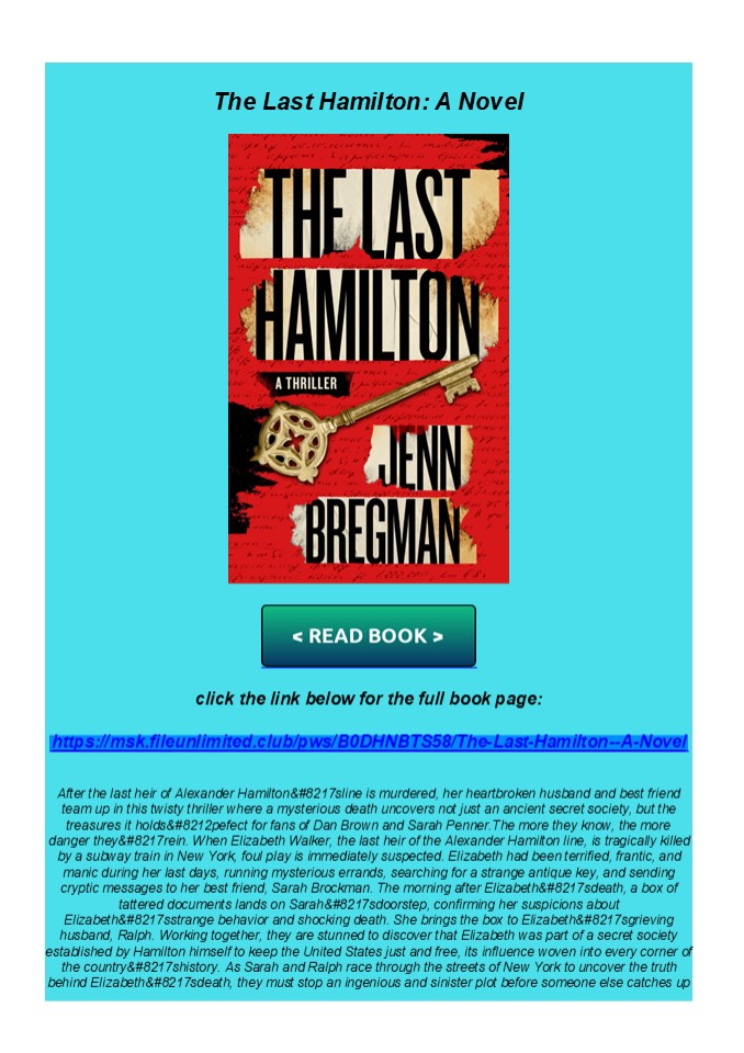 PDF The Last Hamilton: A Novel