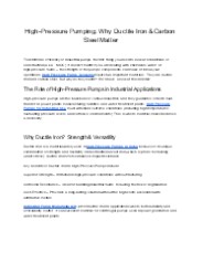 High-Pressure Pumping: Why Ductile Iron & Carbon Steel Matter