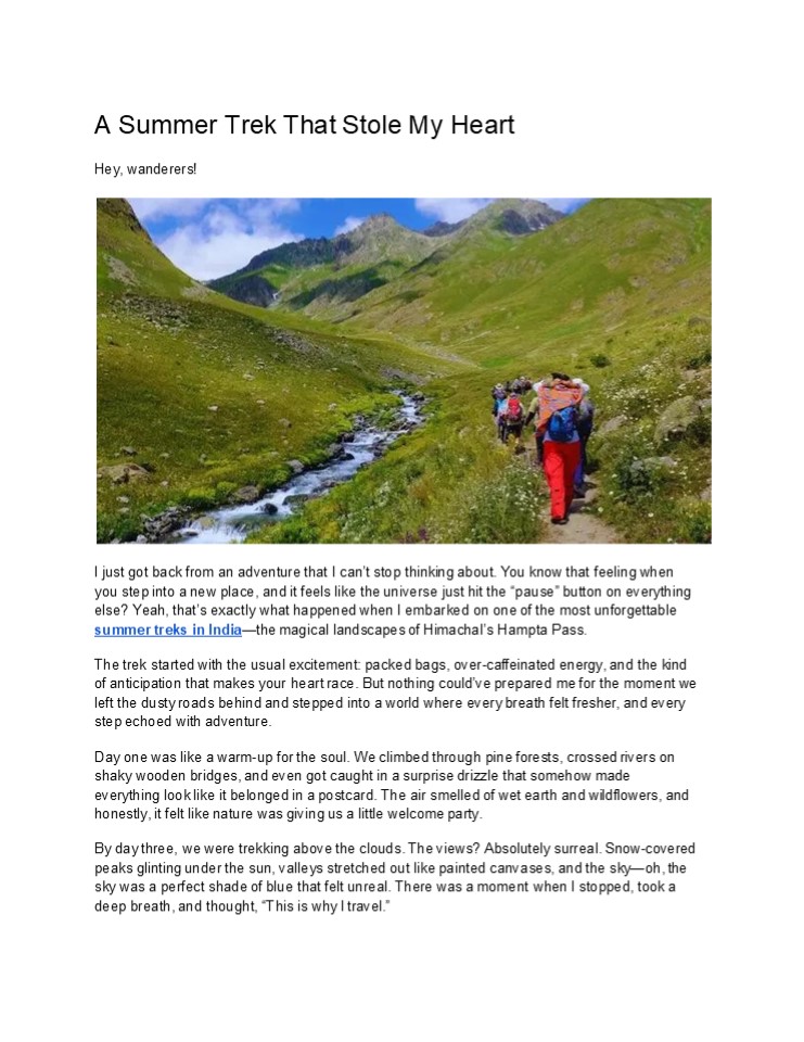 Best Summer Treks in India