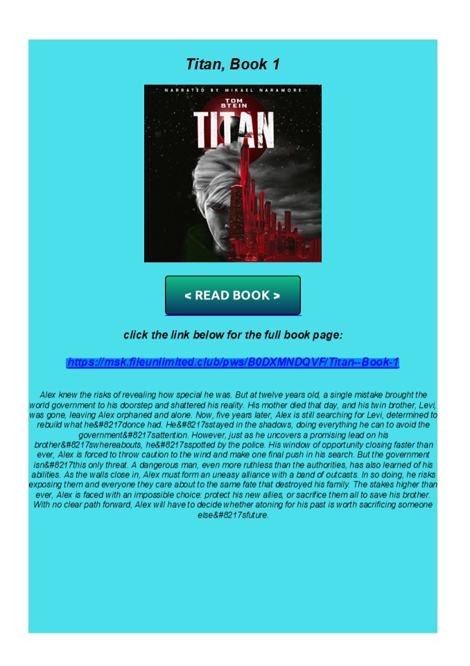 Kindle Titan, Book 1