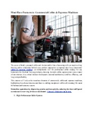 Must-Have Features in Commercial Coffee & Espresso Machines