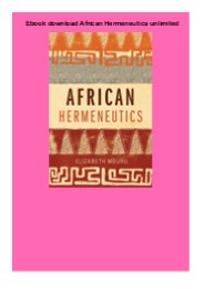 Ebook download African Hermeneutics unlimited