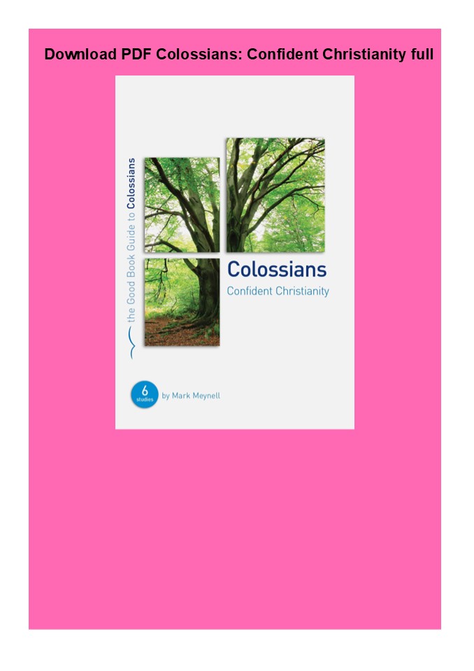 Download PDF Colossians: Confident Christianity full