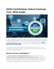 DCDC Certification Online Training: Your 2025 Guide