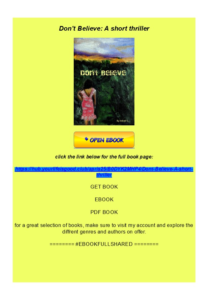 READ Don't Believe: A short thriller