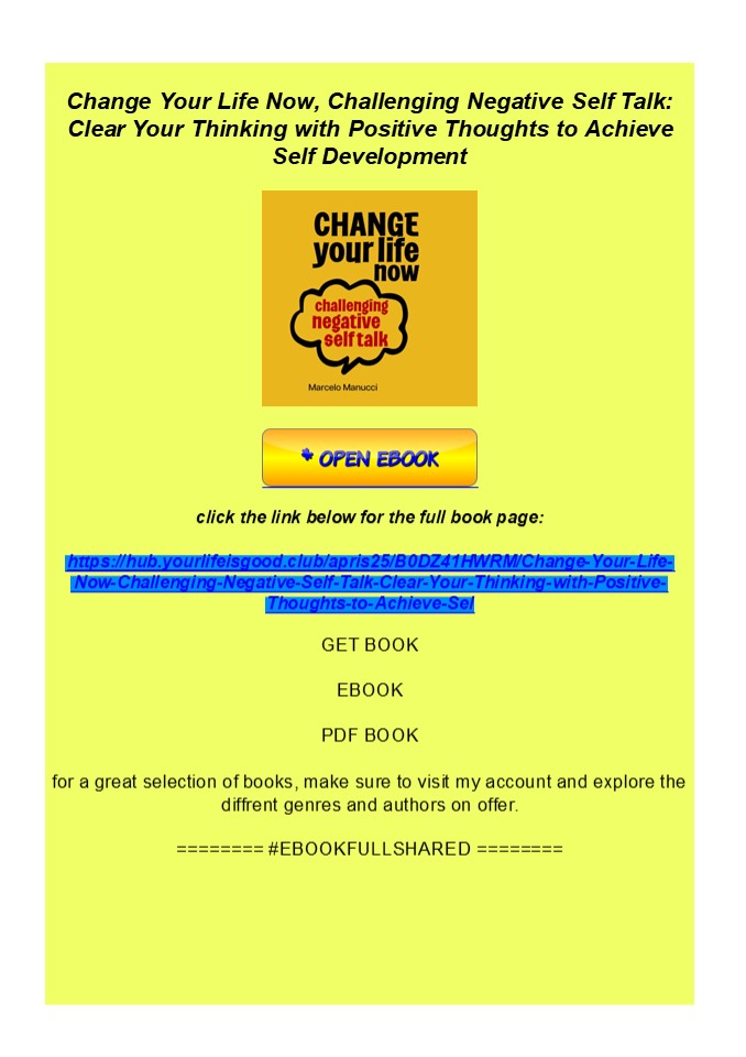 Kindle Change Your Life Now, Challenging Negative Self Talk: Clea