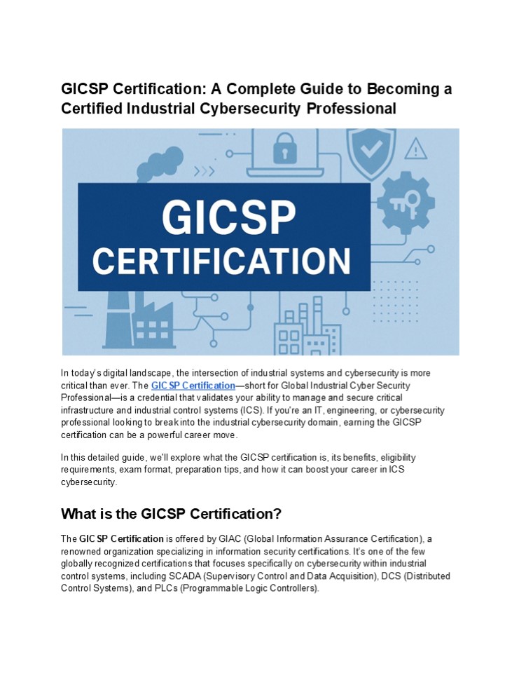 Unlocking Industrial Cybersecurity with GICSP Certification