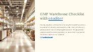 GMP warehouse Checklist Audit with eAuditor