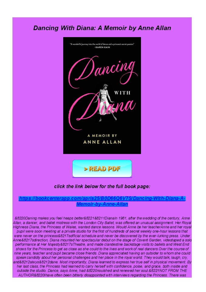 Download Dancing With Diana: A Memoir by Anne Allan