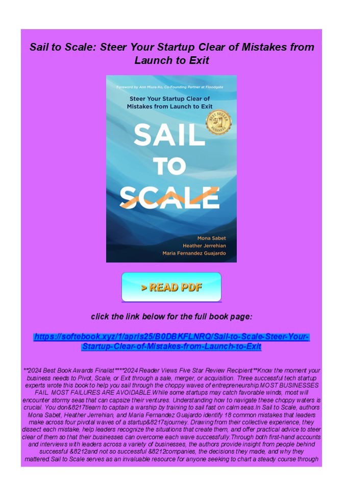 read_ Sail to Scale: Steer Your Startup Clear of Mistakes from Launch