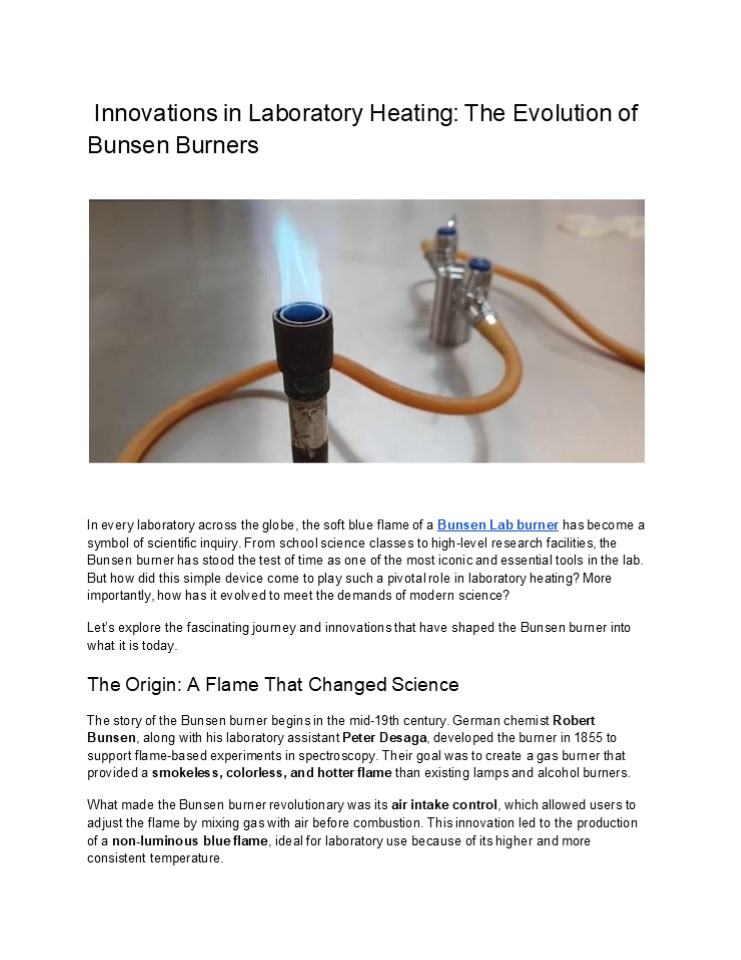 Innovations in Laboratory Heating_ The Evolution of Bunsen Lab Burners