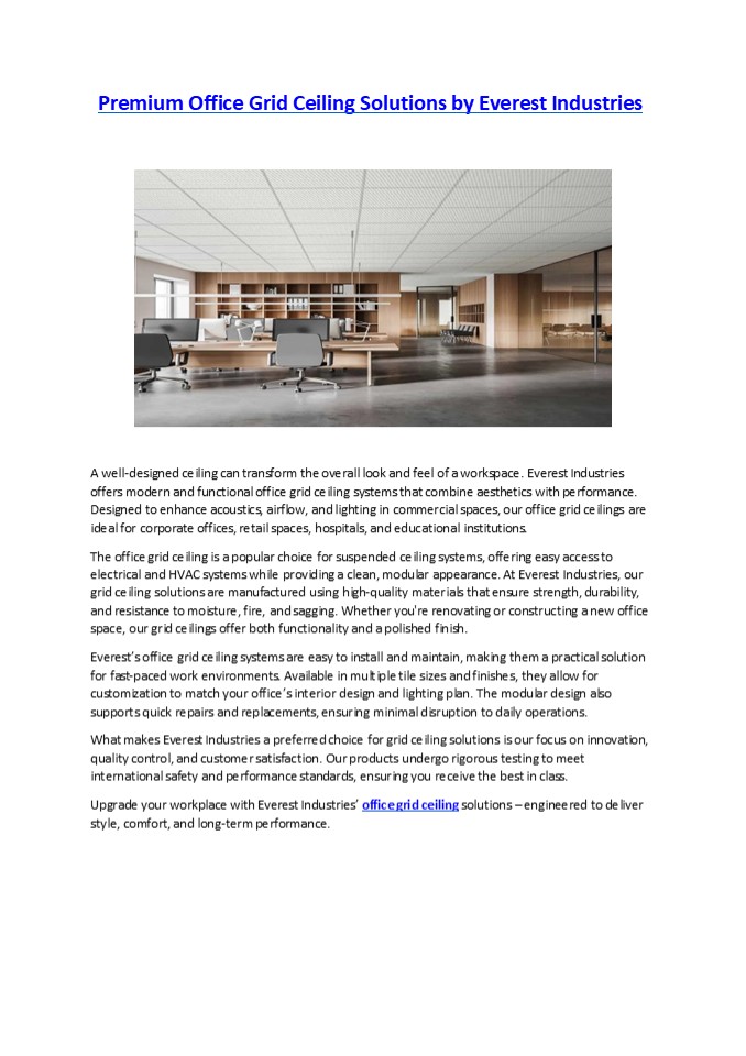 Premium Office Grid Ceiling Solutions by Everest Industries