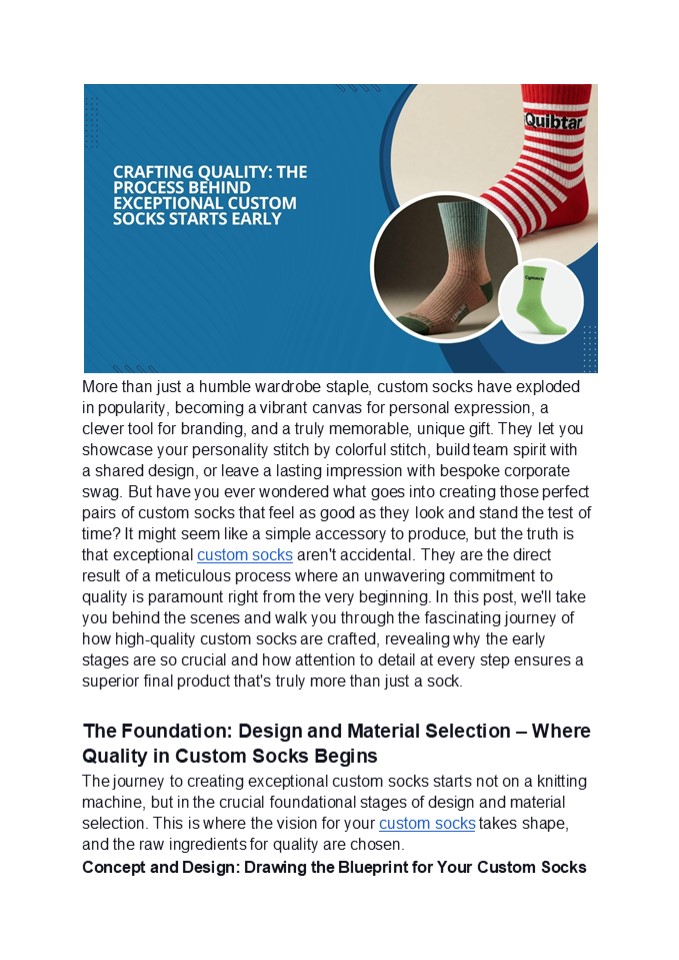 Crafting Quality: The Process Behind Exceptional Custom Socks Starts Early