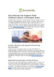 How Parents Can Support Their Children’s Quran Learning at Home