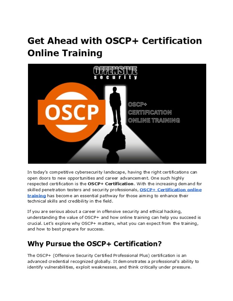 Get Ahead with OSCP+ Certification Online Training