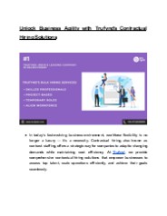 Unlock Business Agility with Trufynd's Contractual Hiring Solutions