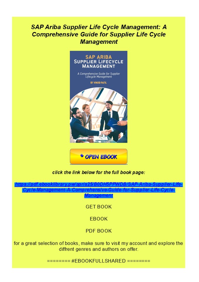READ SAP Ariba Supplier Life Cycle Management: A Comprehensive Guide f