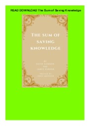 READ DOWNLOAD  The Sum of Saving Knowledge