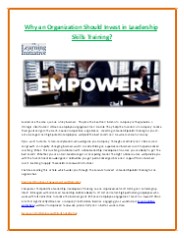 Why an Organization Should Invest in Leadership Skills Training