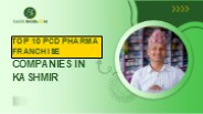 Top 10 PCD Pharma Franchise Companies in Kashmir