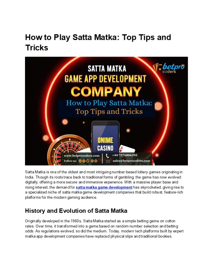 How to Play Satta Matka: Top Tips and Tricks