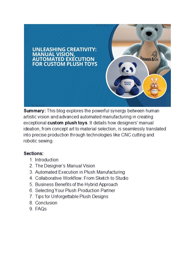 Unleashing Creativity: Manual Vision, Automated Execution for Custom Plush Toys