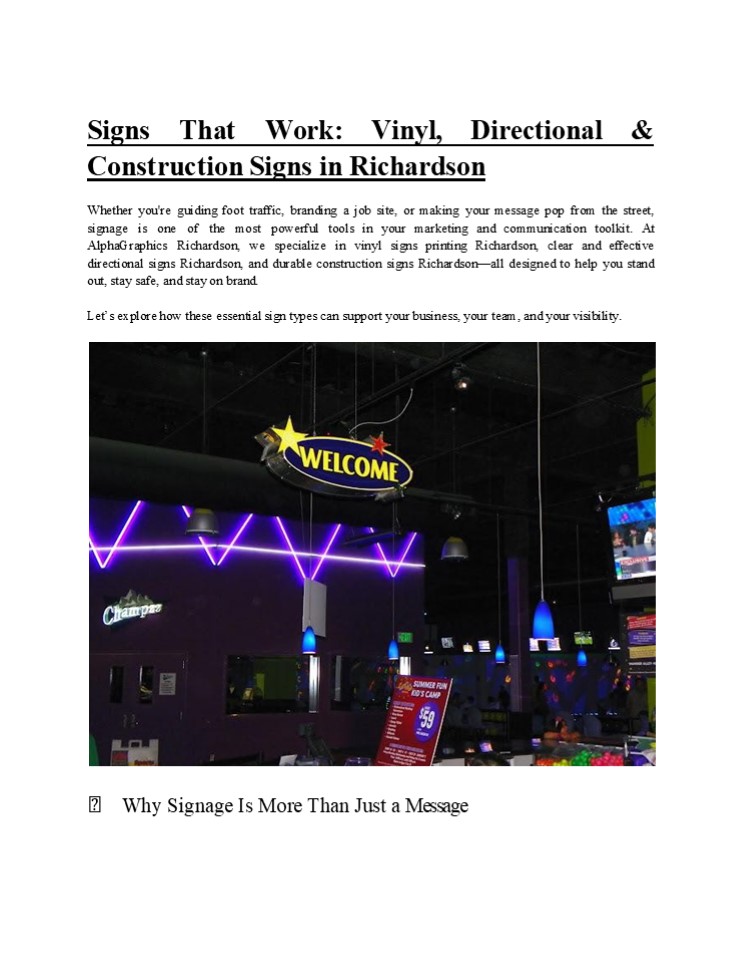 Signs That Work: Vinyl, Directional & Construction Signs in Richardson