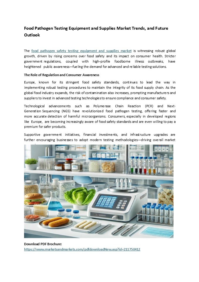 Food Pathogen Testing Equipment and Supplies Market Trends, and Future Outlook