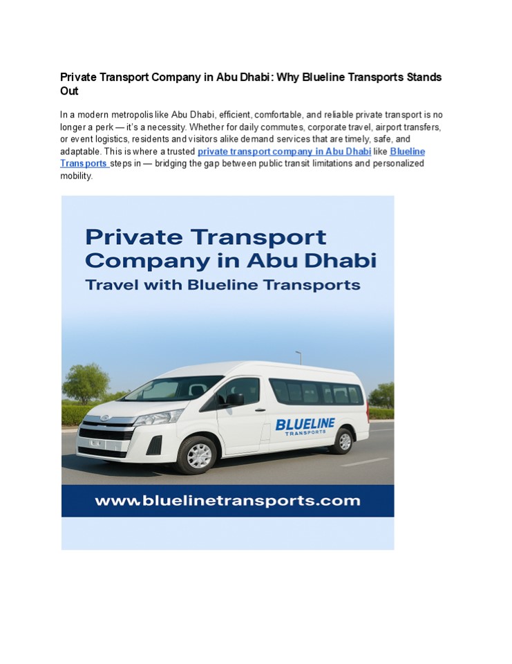 Private Transport Company in Abu Dhabi: Why Blueline Transports Stands Out
