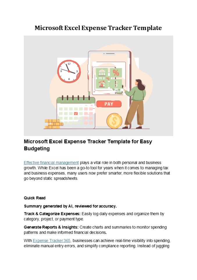 Microsoft Excel Expense Tracker Template